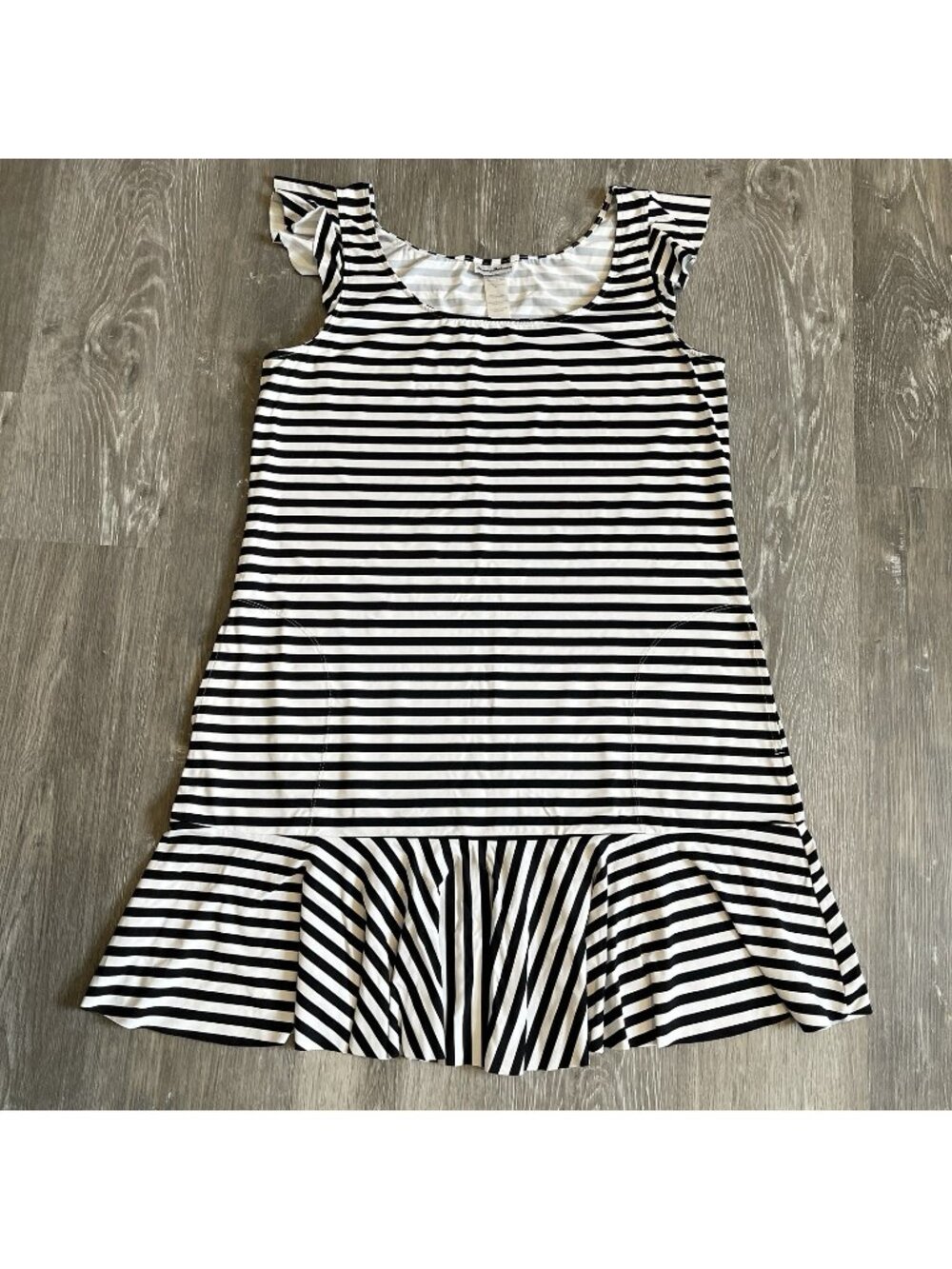 Tommy Bahama Breaker Bay Stripe Flounce Spa Dress Black White Size XL Pockets